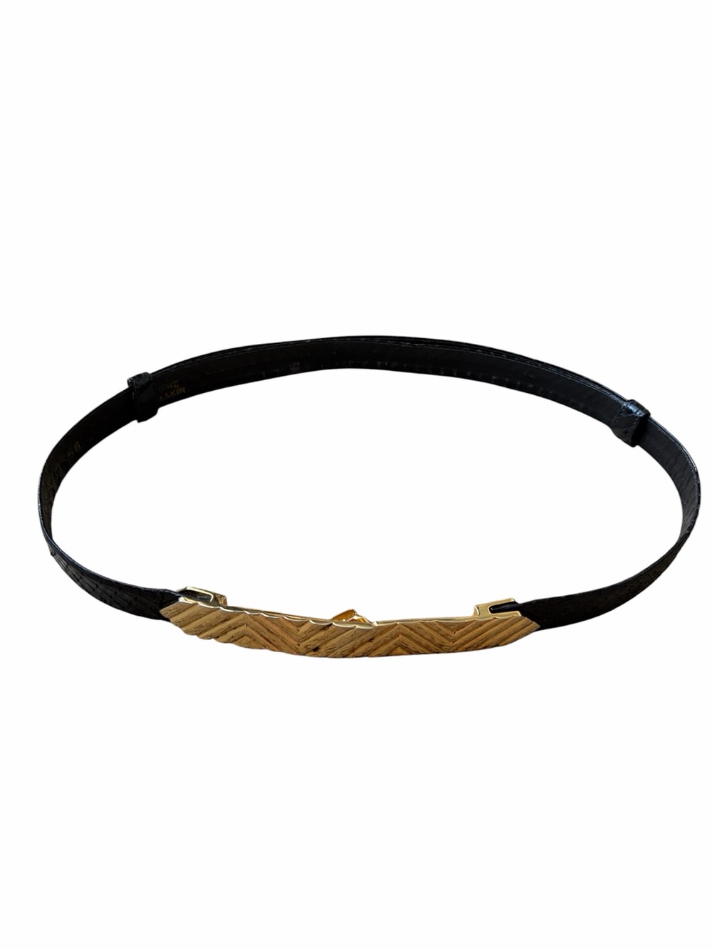 Carlisle Vintage Snakeskin Belt Adjustable Black Gold Hardware